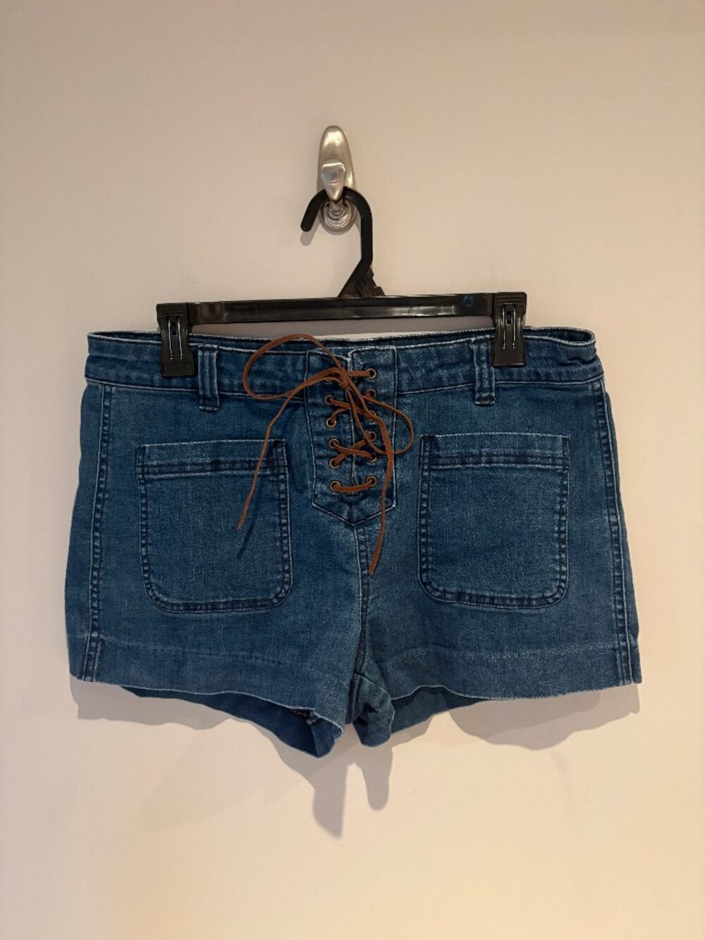 Lace-Up Denim Shorts